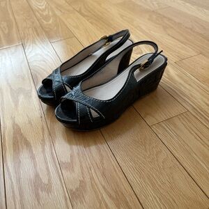 Prada Black Slingback Sandals with Woven Detail
